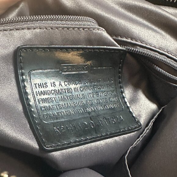 Coach Black Sequin Shiny Logo Duffle Tote Shoulder Bag Signature C Monogram - Picture 3 of 7